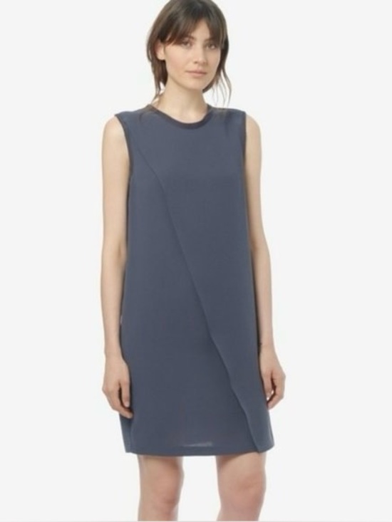Vince Dresses & Skirts - Vince Sleeveless Grey Faux Wrap Shift Dress